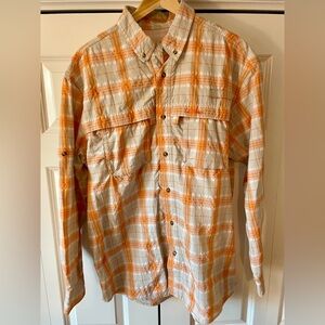 L.L. Bean Men's Large 299518 Roll-Up Long Sleeve Plaid Fishing Shirt